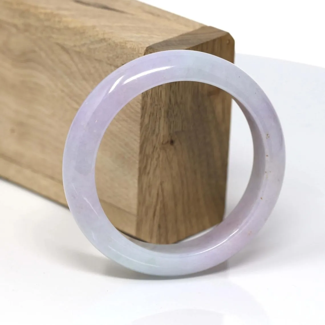 RealJade® Classic Bangle Genuine Lavender-Green Jadeite Jade Bracelet Bangle Jade Jewelry ( 55.4 mm )#102
