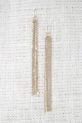 Rhinestone Long Tassel Dangle Earrings