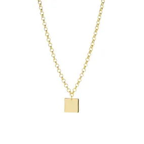 rolo link necklace with square pendant