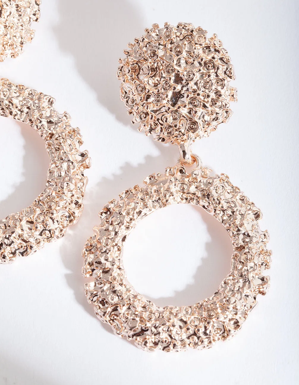 Rose Gold Textured Circle Earring