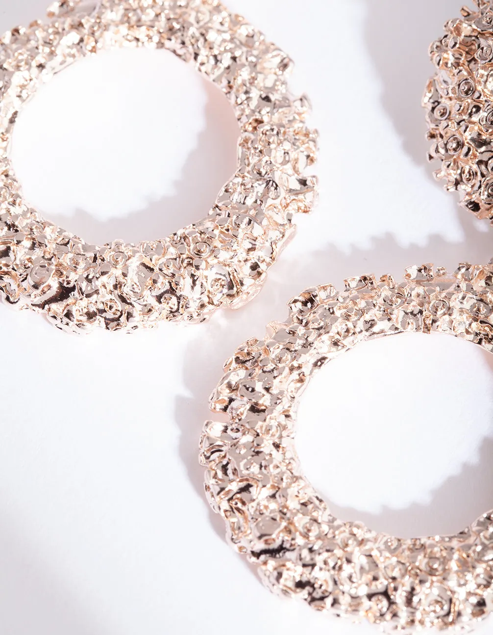 Rose Gold Textured Circle Earring