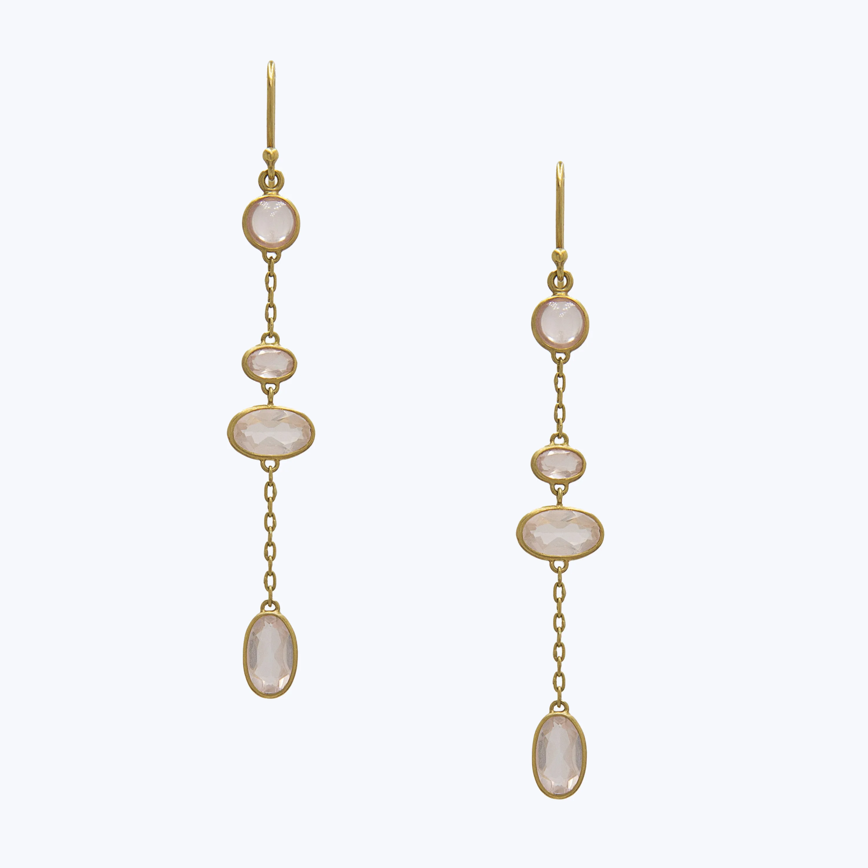Rose Quartz Ellipse Drop Earrings