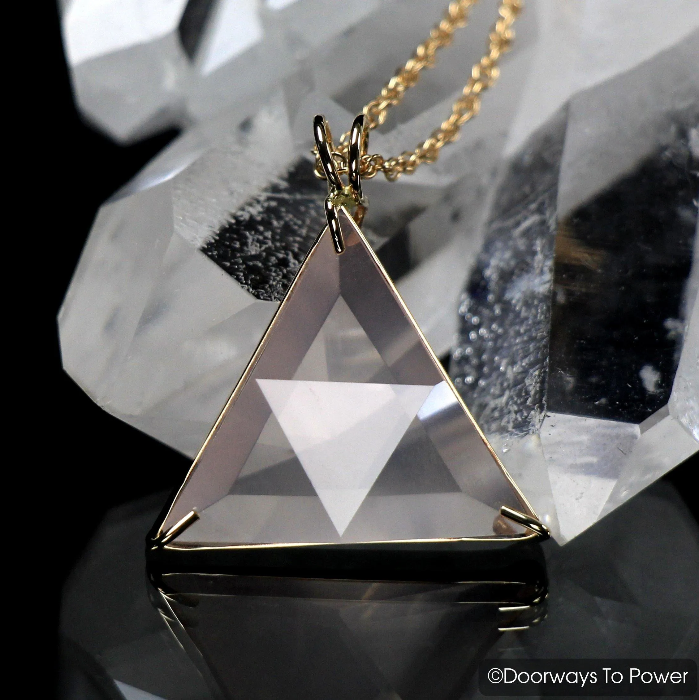 Rose Quartz Star of David Vogel Crystal Pendant 14k