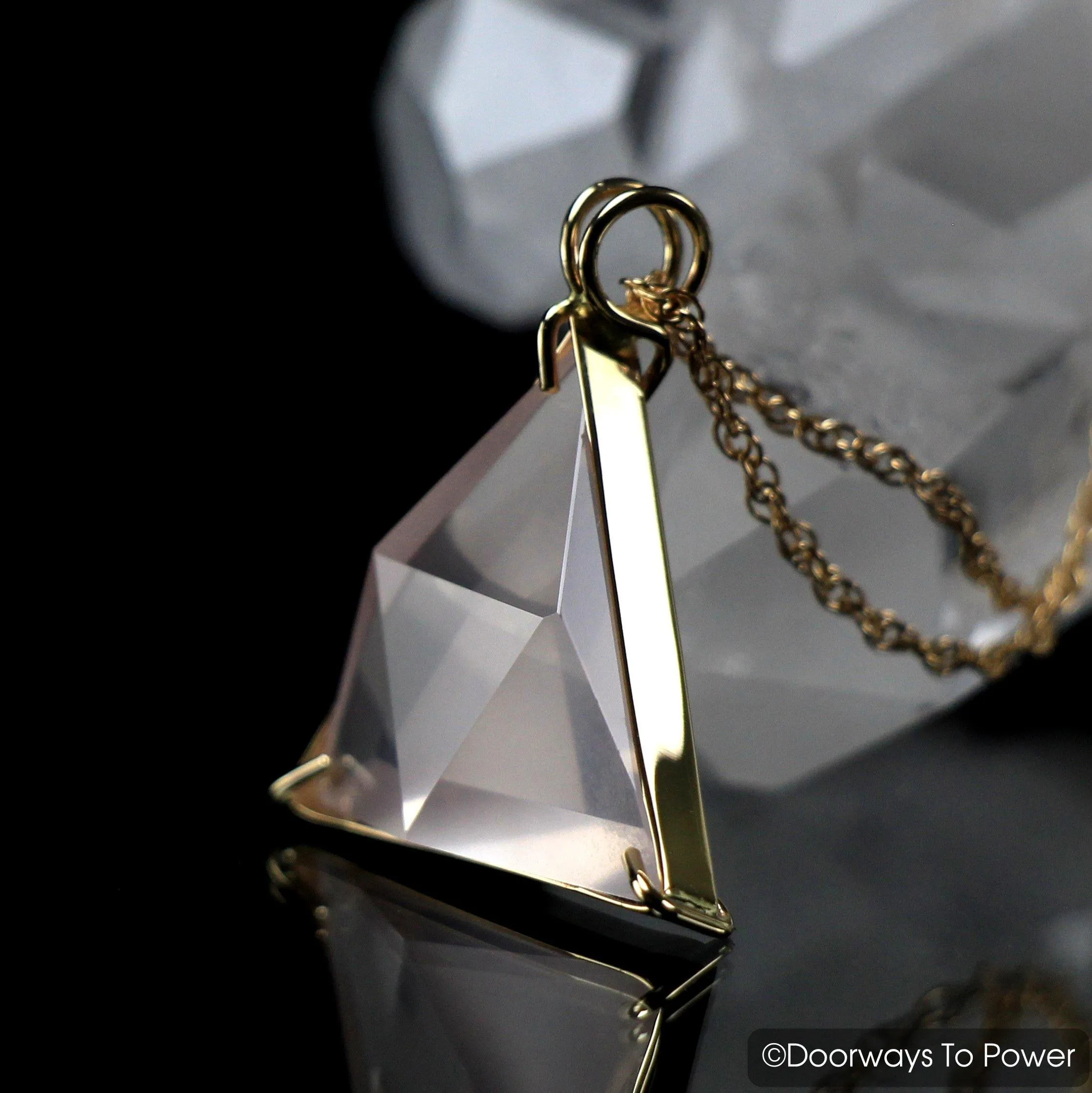 Rose Quartz Star of David Vogel Crystal Pendant 14k