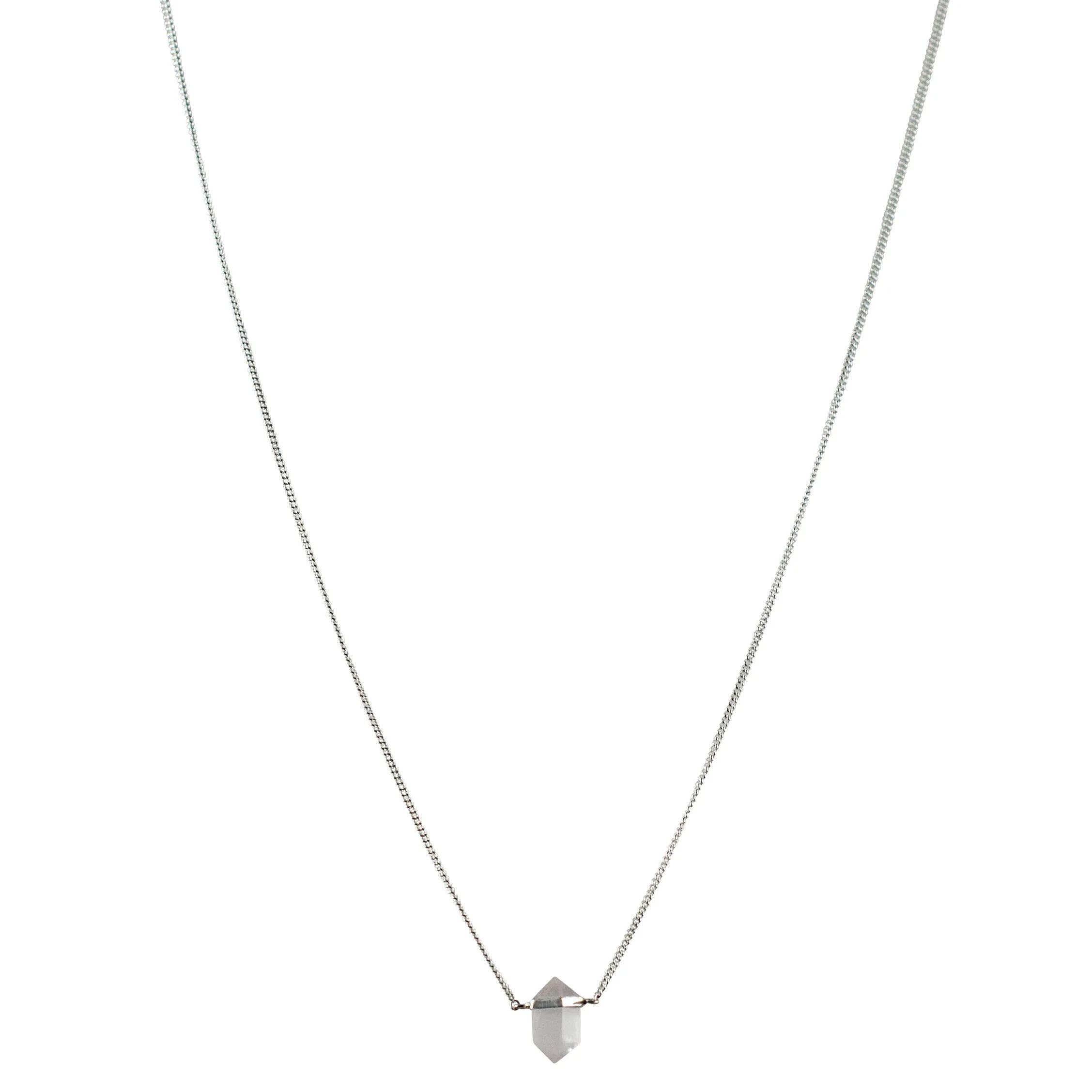 Rose Quartz with Silver Wrap Necklace