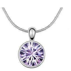 Round Lovely Lavender IOBI Crystals Necklace For Woman