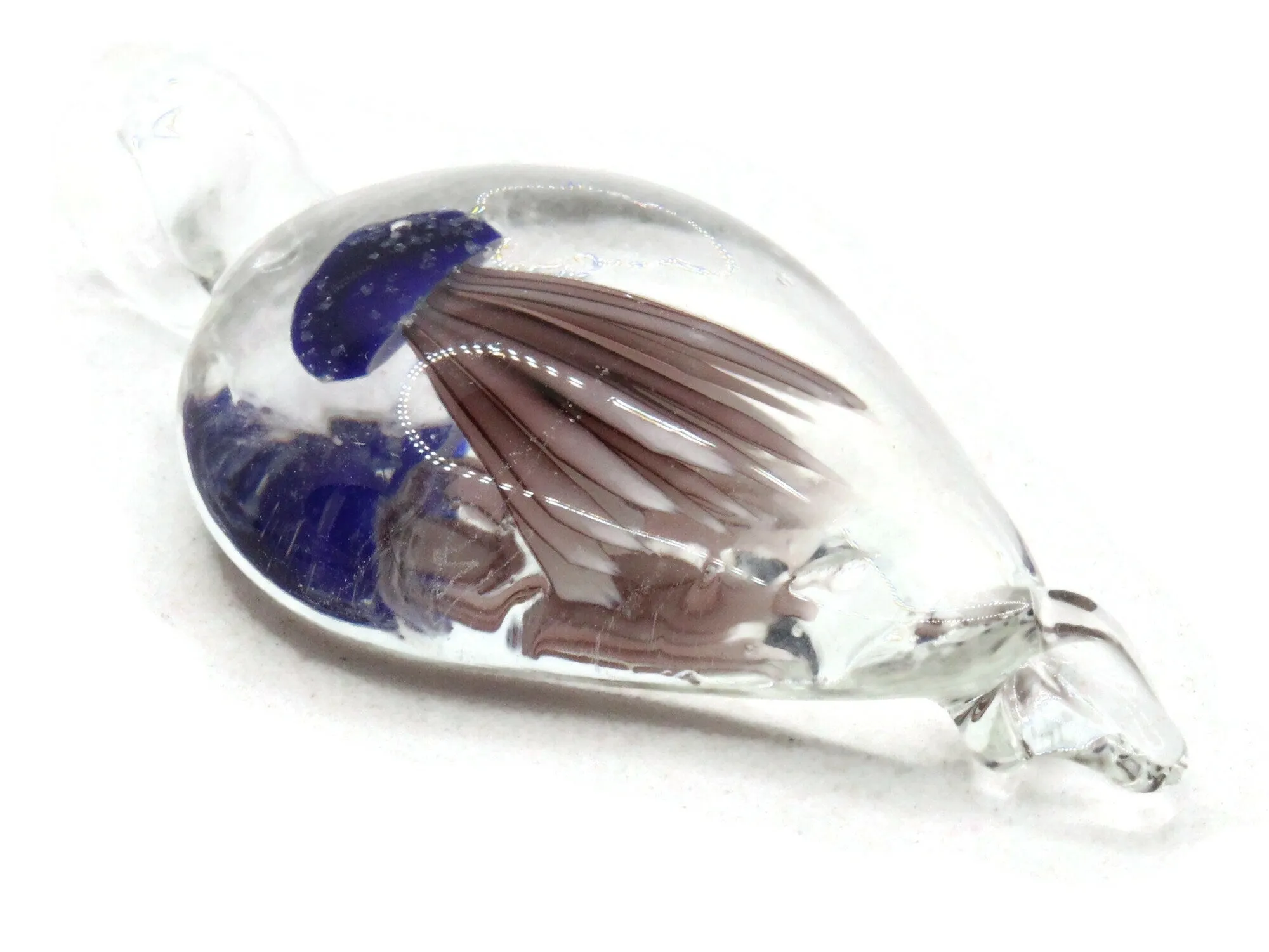 Royal Blue Luminescent Jellyfish Glass Teardrop Pendant