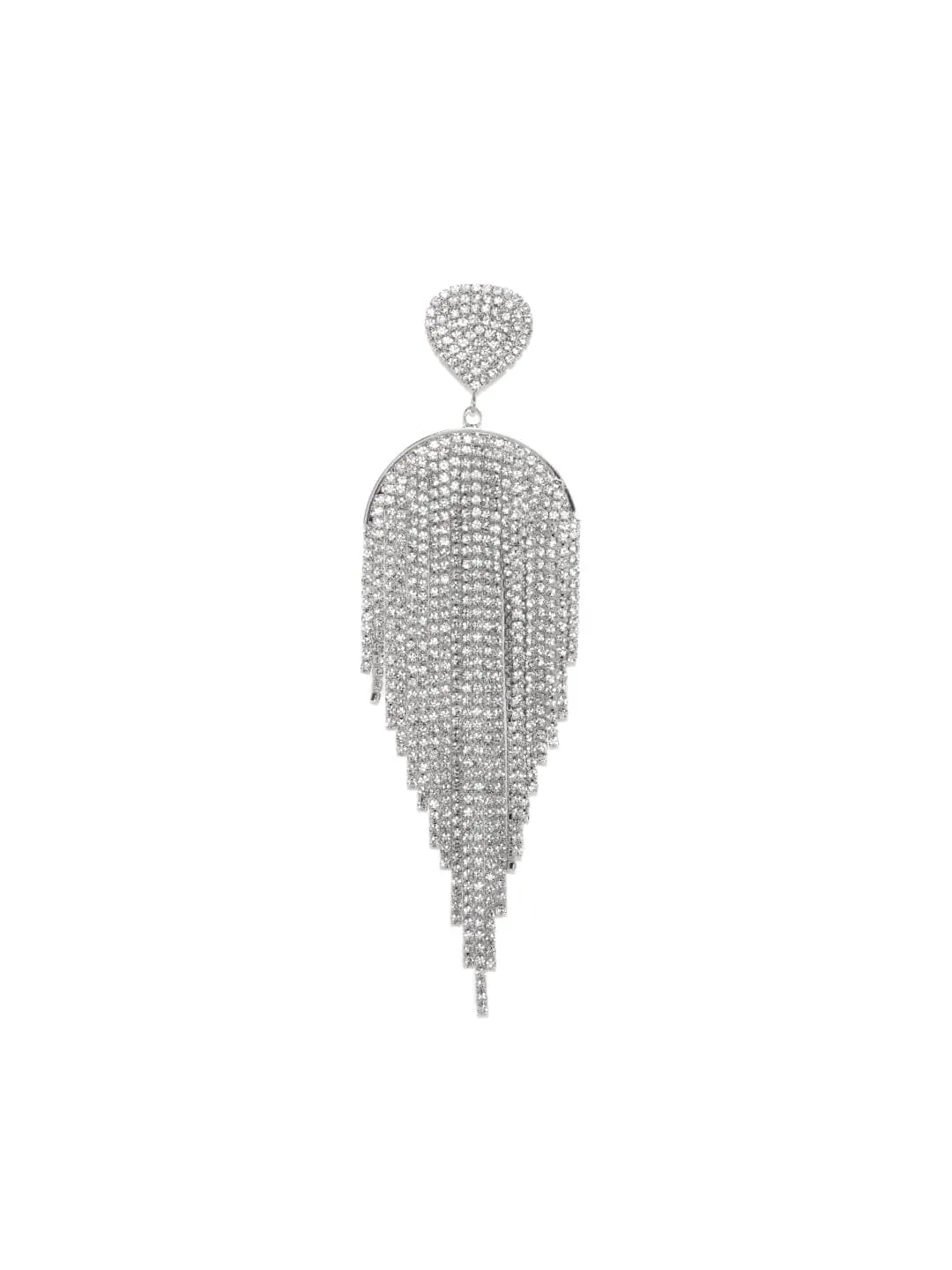 Rubans Rhodium Plated Heart Shape & Zirconia Studded Multilayered Shoulder Duster Earrings