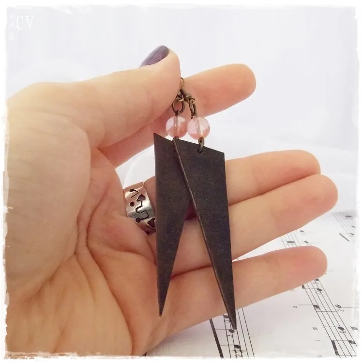 Rustic Leather Tribal Earrings