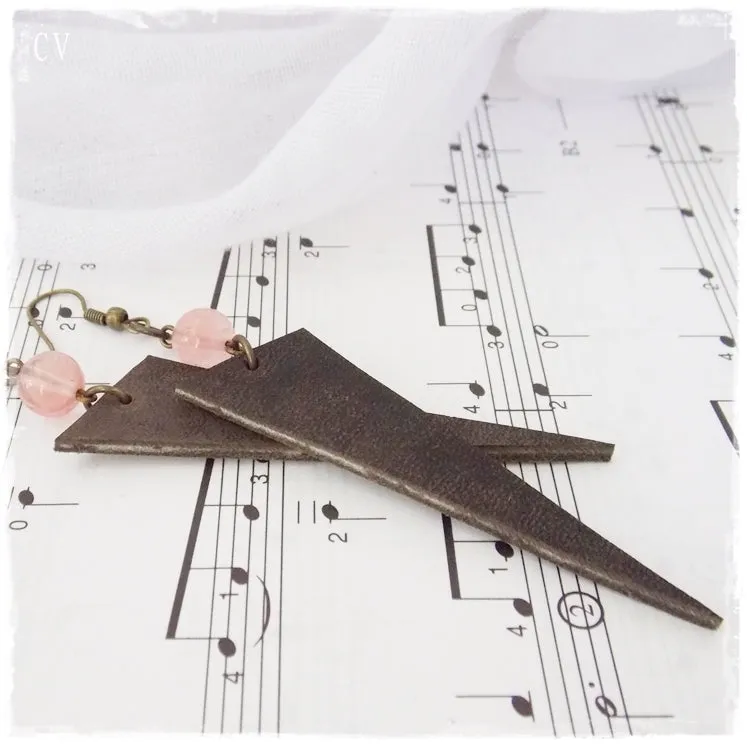 Rustic Leather Tribal Earrings