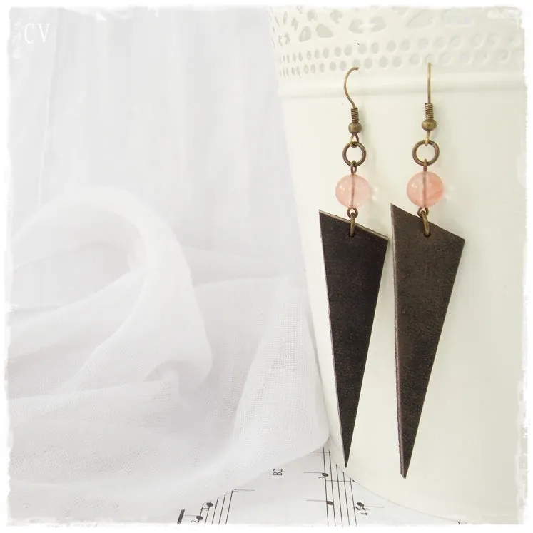 Rustic Leather Tribal Earrings