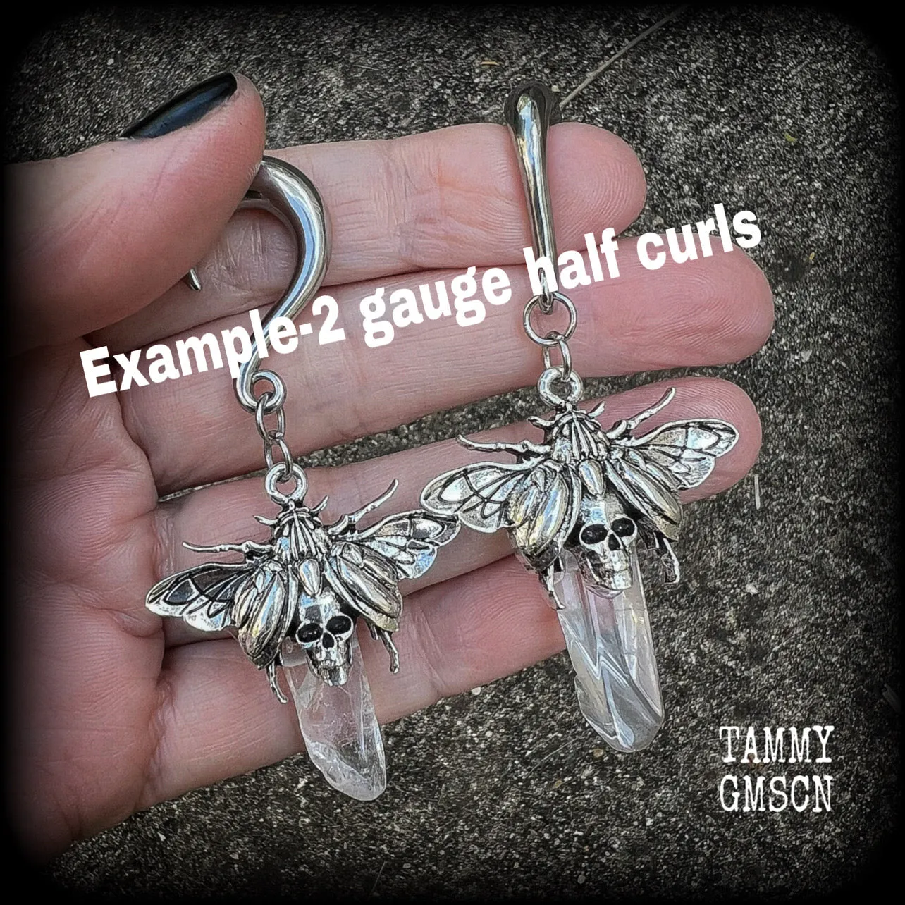 Scarab ear hangers-Scarab beetle gauged earrings