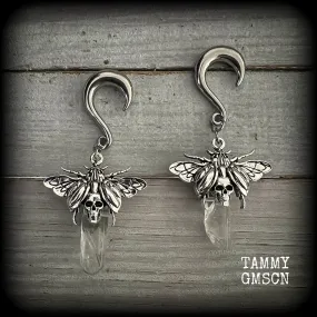 Scarab ear hangers-Scarab beetle gauged earrings