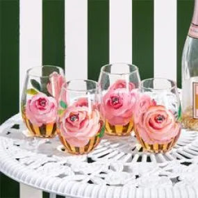 Set of 4 rose stemless wine