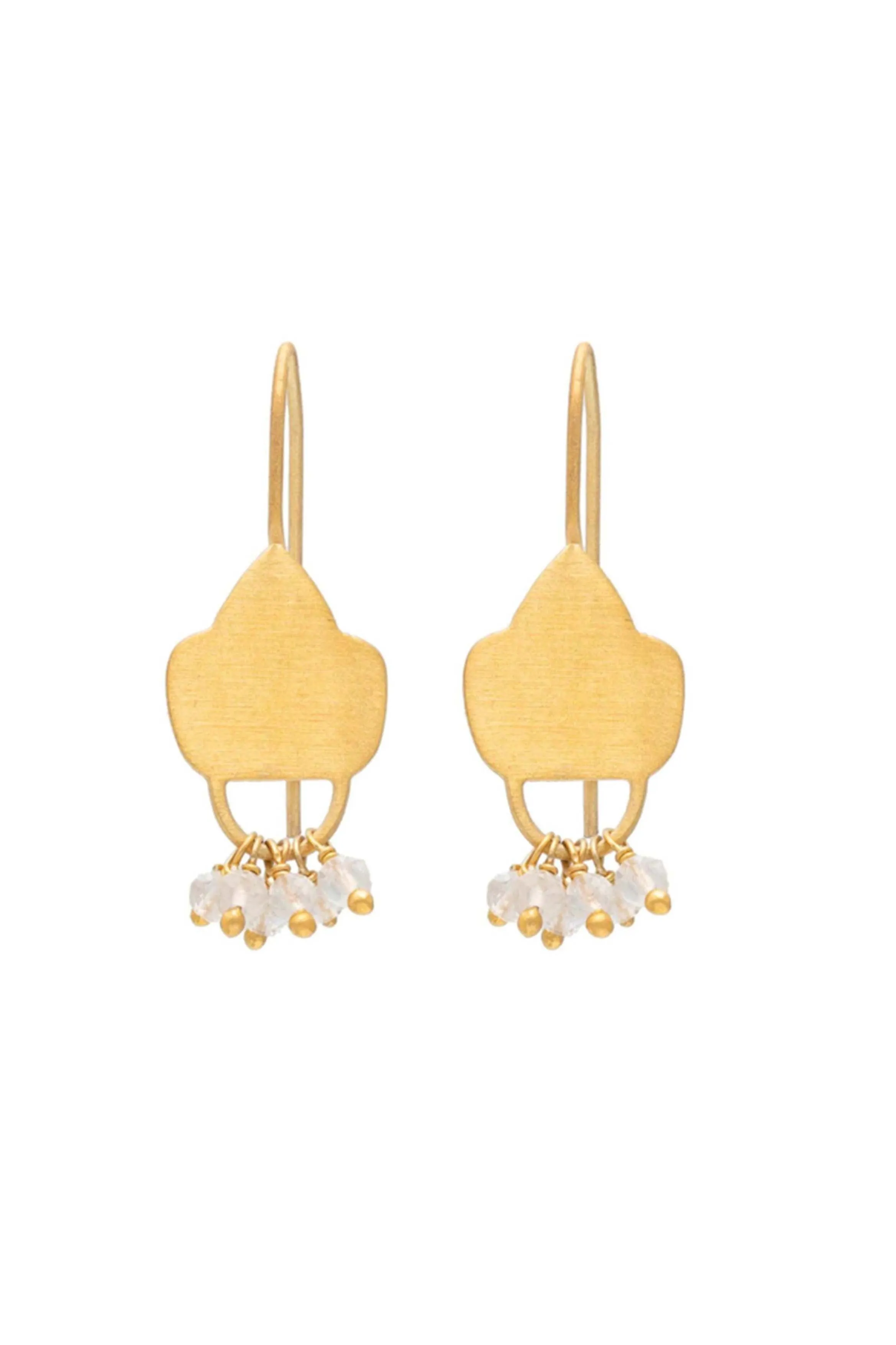 Shield Earrings with Quartz