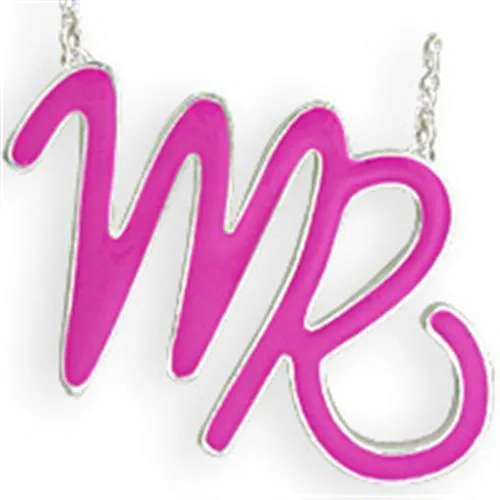 Silver Brass Chain Pendant with Epoxy in Rose for Women Style SNK03PINK