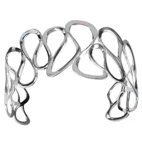Silver Cuff Bangle Open Waves