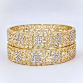 Silver Gold AD Bangle Set