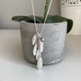 Silver Petal Family Name Necklace