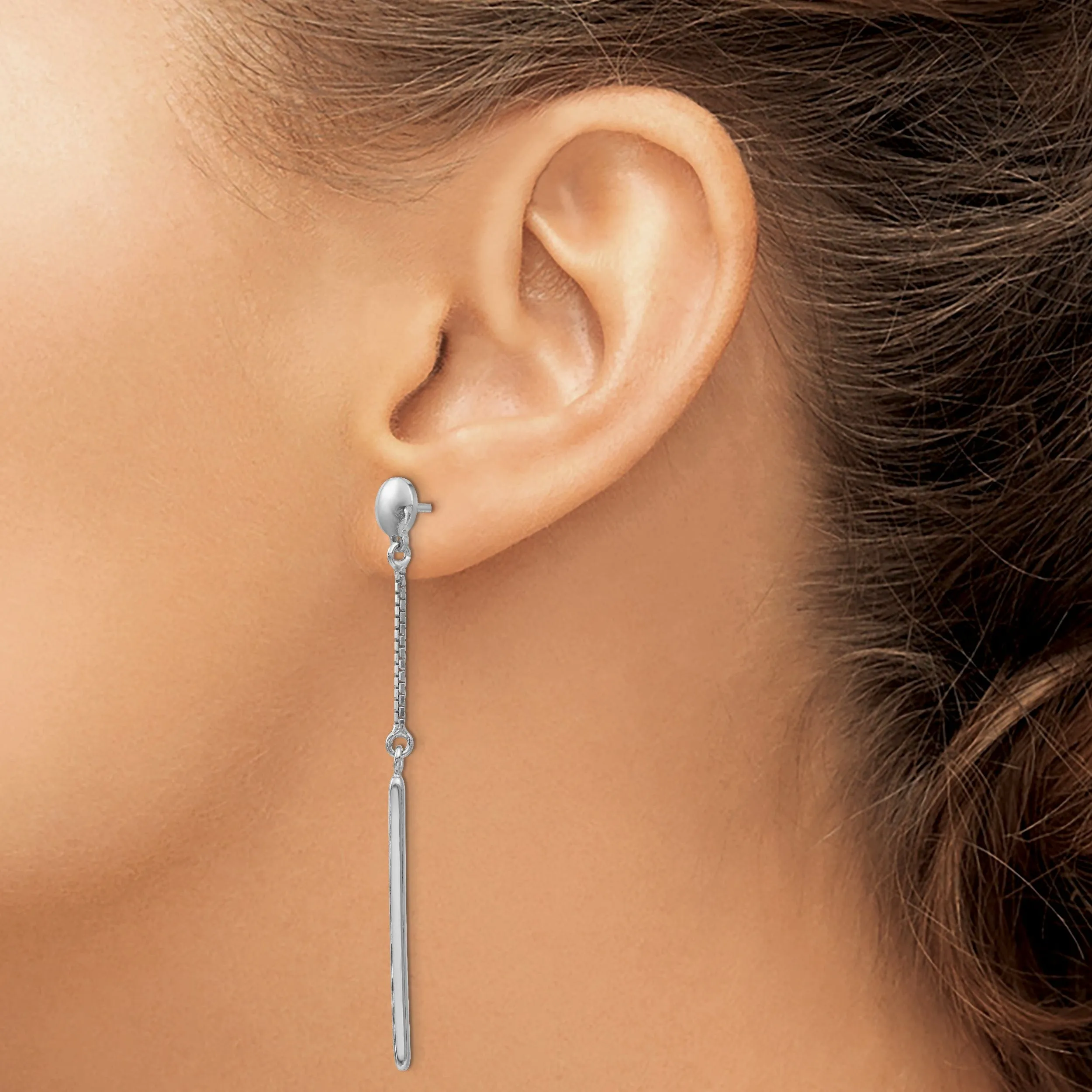 Silver Polished Post Dangle Earrings
