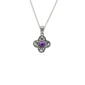 Silver Whirlpool Small Pendant - Amethyst