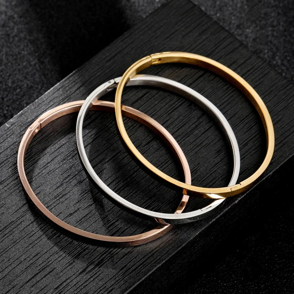 Simple Lovers Woman Men Stainless Steel Bracelets Charm Bangle Feminina Trendy Jewelry Couple Bracelet Gift Fashion Nail Bangles