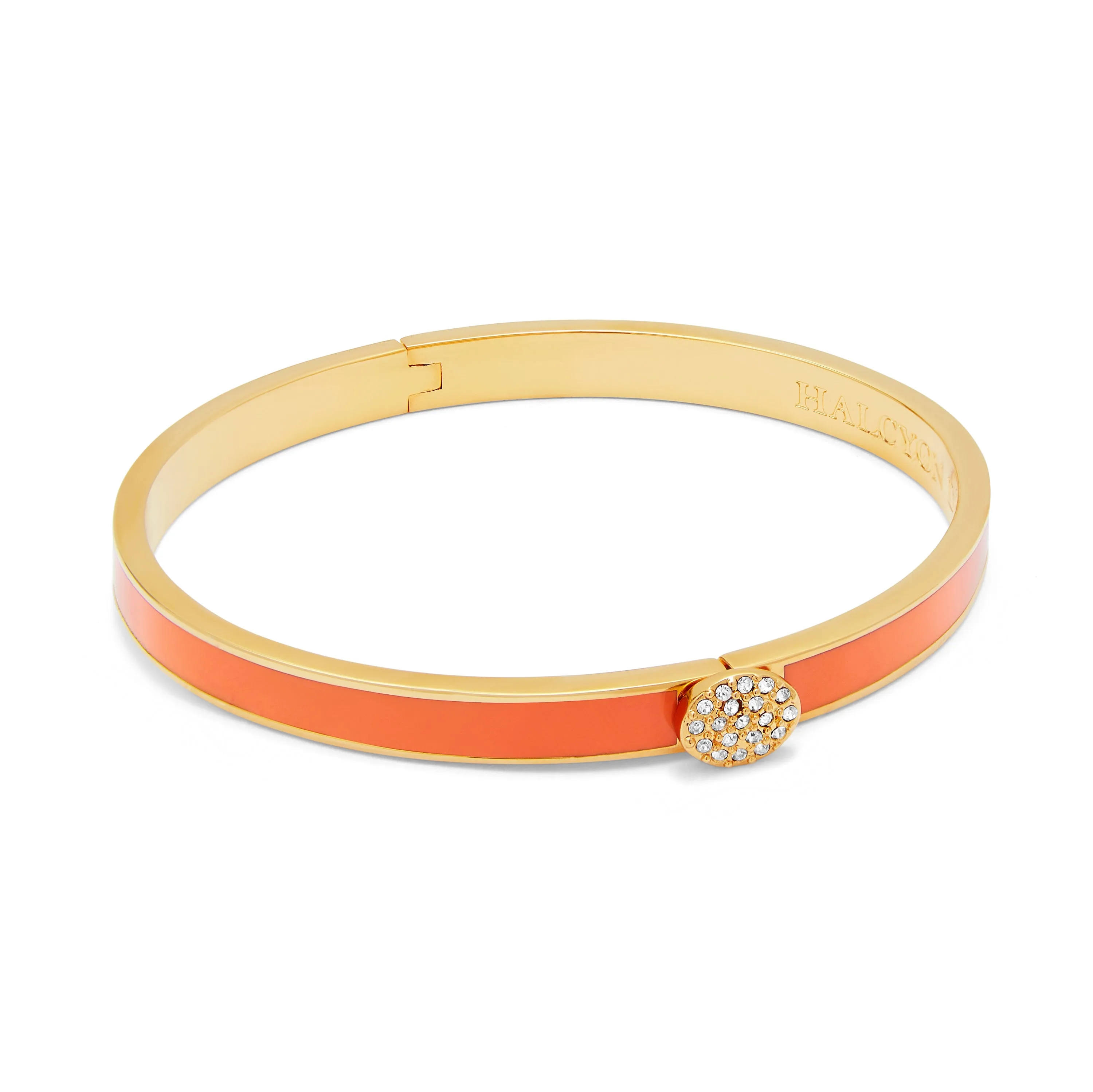 Skinny Pave Button Orange & Gold Bangle