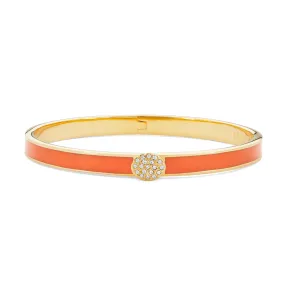 Skinny Pave Button Orange & Gold Bangle