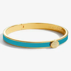 Skinny Pave Button Turquoise & Gold Bangle