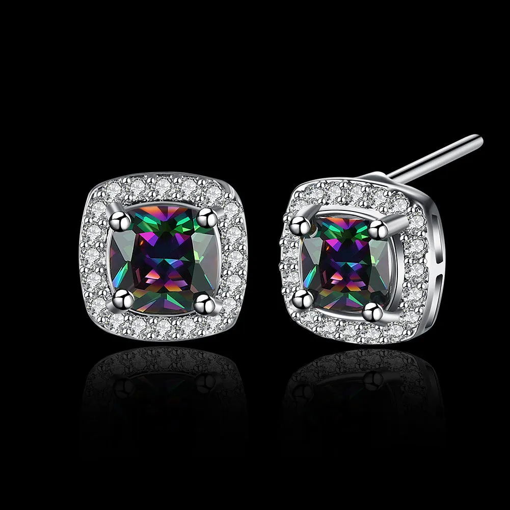 SKMEI LKN002 Ladies Stud Earrings Inlaid Colorful Zircon