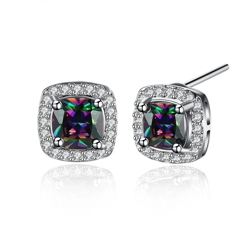 SKMEI LKN002 Ladies Stud Earrings Inlaid Colorful Zircon