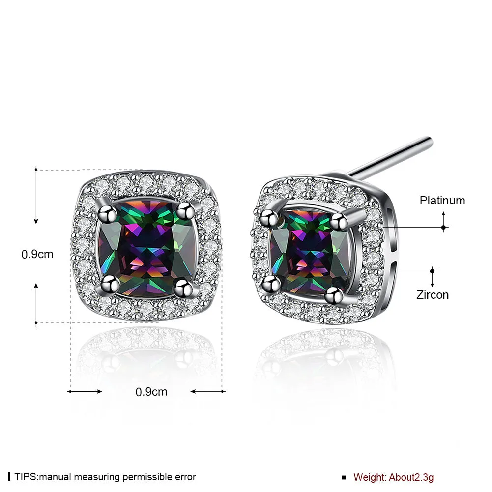 SKMEI LKN002 Ladies Stud Earrings Inlaid Colorful Zircon