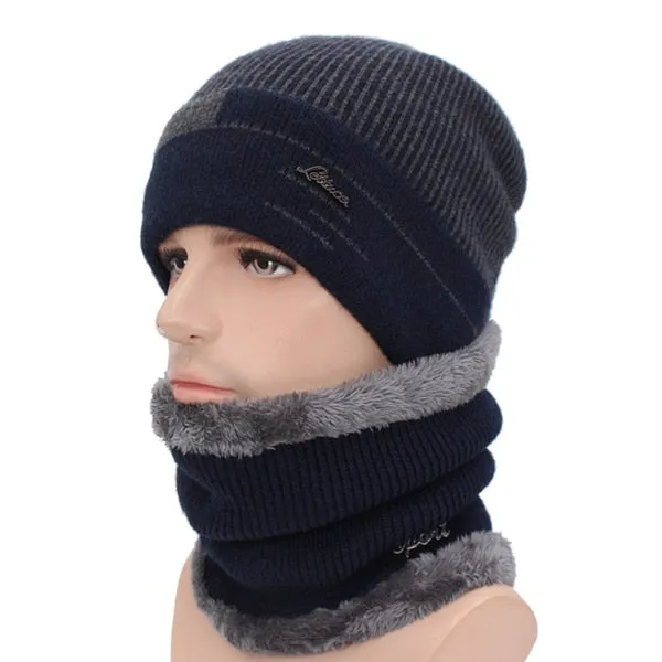 Skullies Beanies Men Scarf Knitted Hat Cap Male Plus Gorras Bonnet Warm Wool Thick Winter Hats For Men Women Beanie Hat
