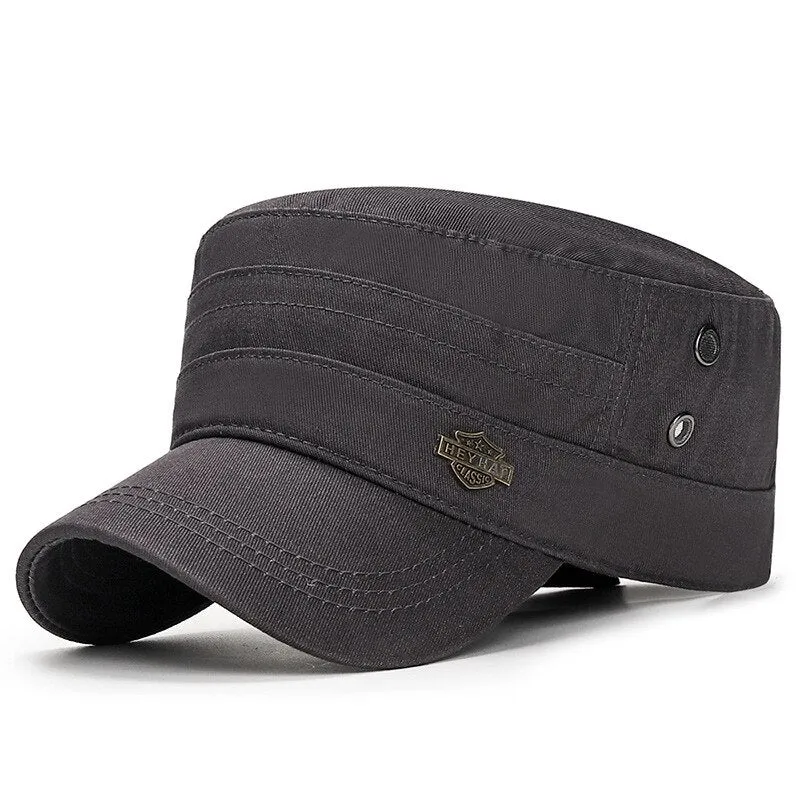 Solid Men's Military Hat All Cotton Baseball Cap Male Women's Flat Top Adjustable Snapback Gorras Trucker Caps