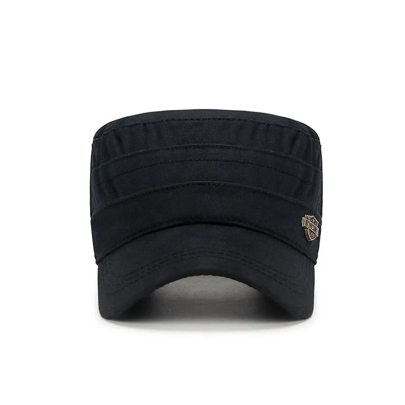 Solid Men's Military Hat All Cotton Baseball Cap Male Women's Flat Top Adjustable Snapback Gorras Trucker Caps