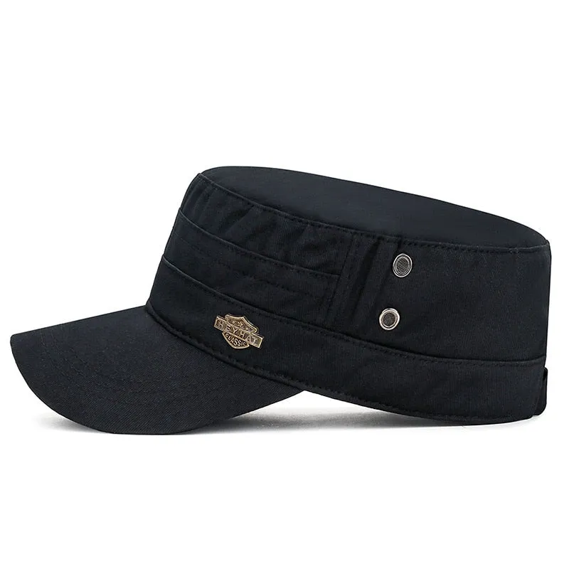 Solid Men's Military Hat All Cotton Baseball Cap Male Women's Flat Top Adjustable Snapback Gorras Trucker Caps