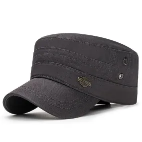 Solid Men's Military Hat All Cotton Baseball Cap Male Women's Flat Top Adjustable Snapback Gorras Trucker Caps