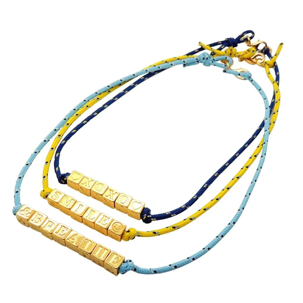 Spell It Out Personalised Alphabet Cube Nautical Cord Necklace