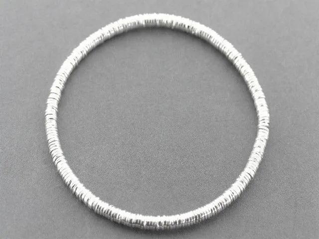 stacked 4 mm circle disc bead bangle - sterling silver