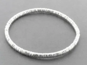 stacked 4 mm circle disc bead bangle - sterling silver