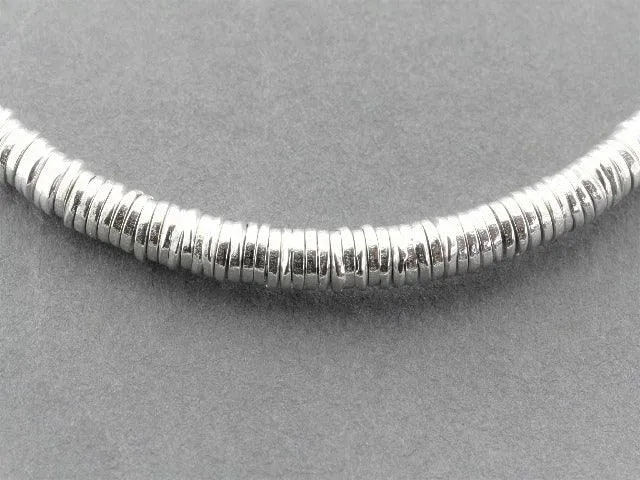 stacked 4 mm circle disc bead bangle - sterling silver