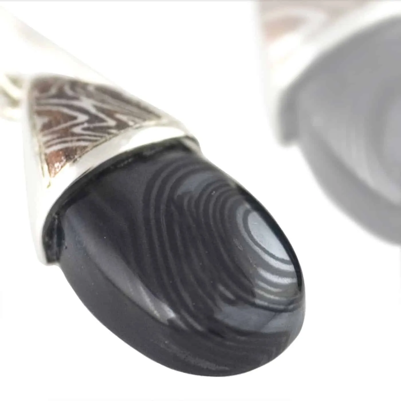 Starborn Creations Sterling Silver and Mokume Gane Black Psilomelane Earrings