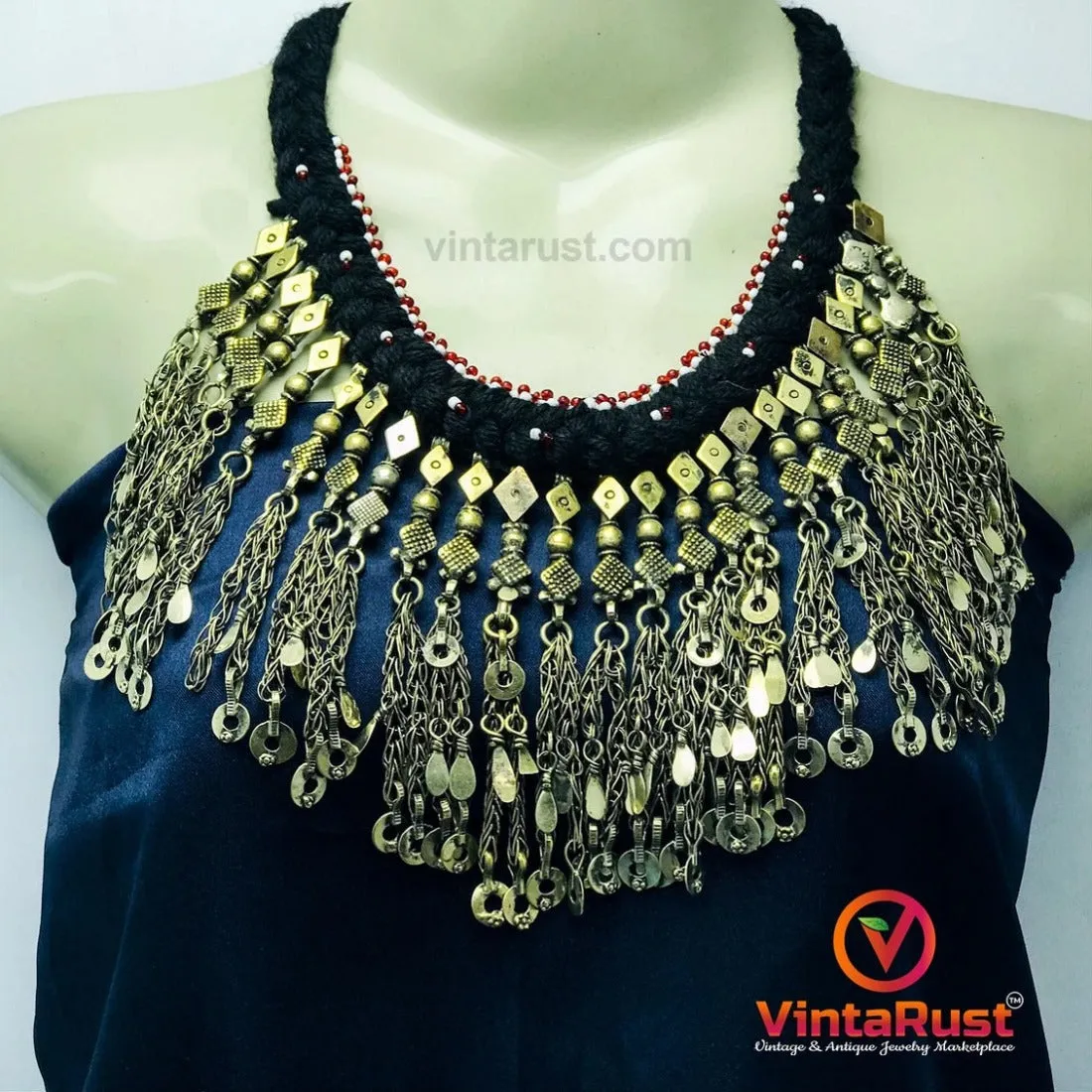 Statement Long Dangling Tassels Necklace
