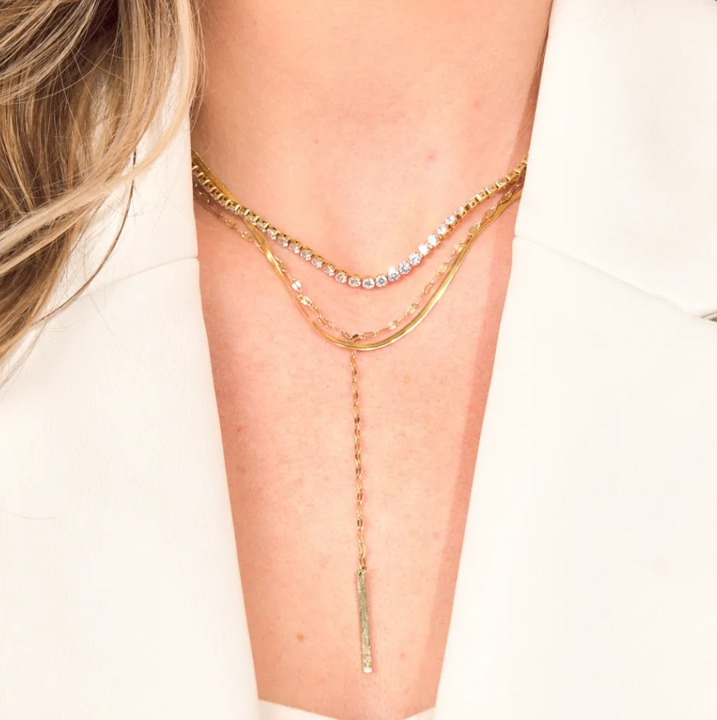Stella Gold Tennis Necklace- Waterproof