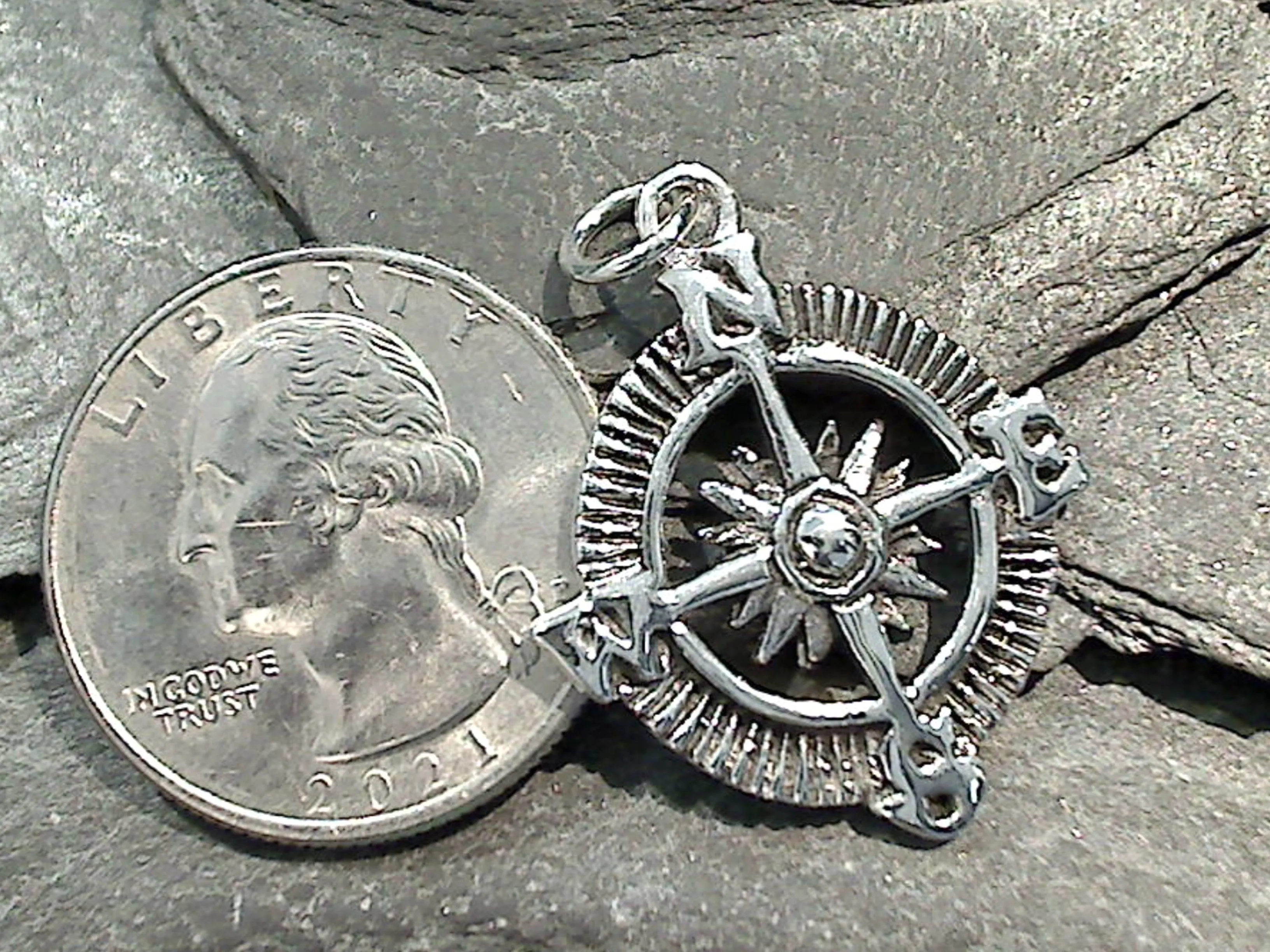 Sterling Silver Compass Pendant