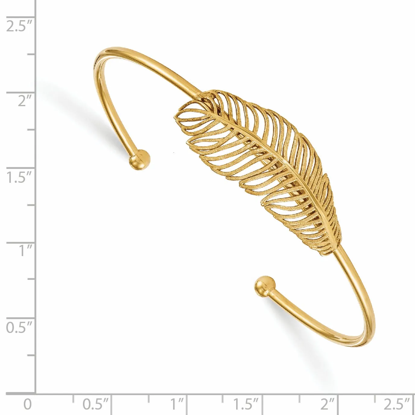 Sterling Silver Gold-tone Leaf Cuff Bangle