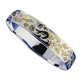 Sterling Silver Hawaiian Sea Life Bangle Two Tone Yellow Gold