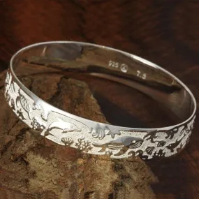 Sterling Silver Hawaiian Sea Life Bangle