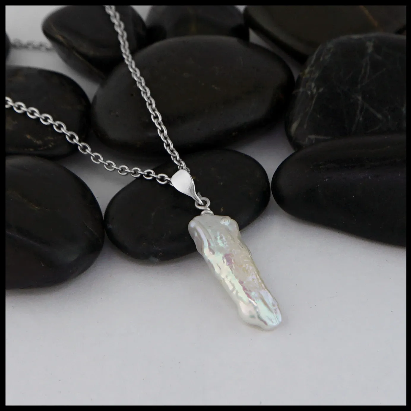 Sterling Silver Pendant with Biwa Pearl