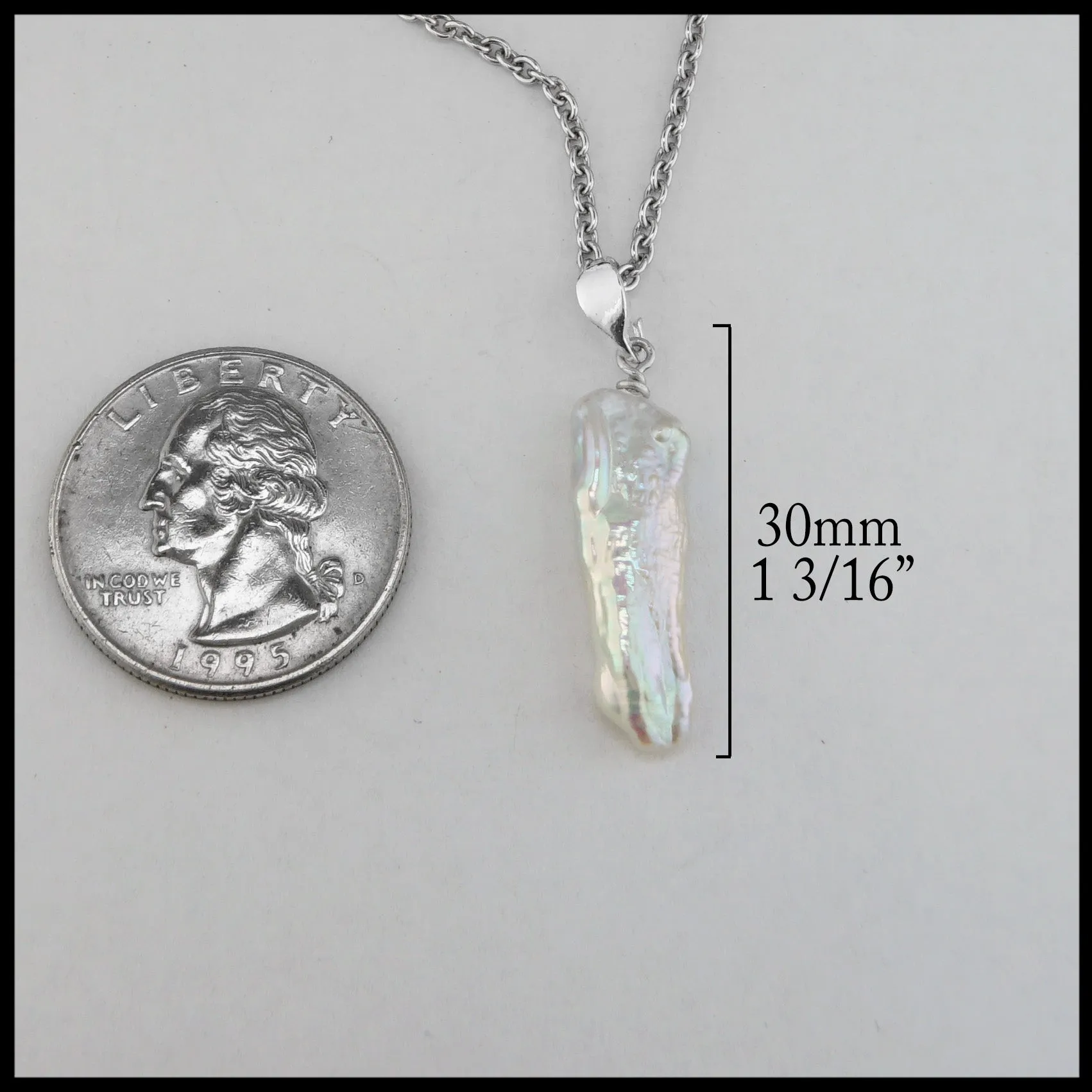 Sterling Silver Pendant with Biwa Pearl